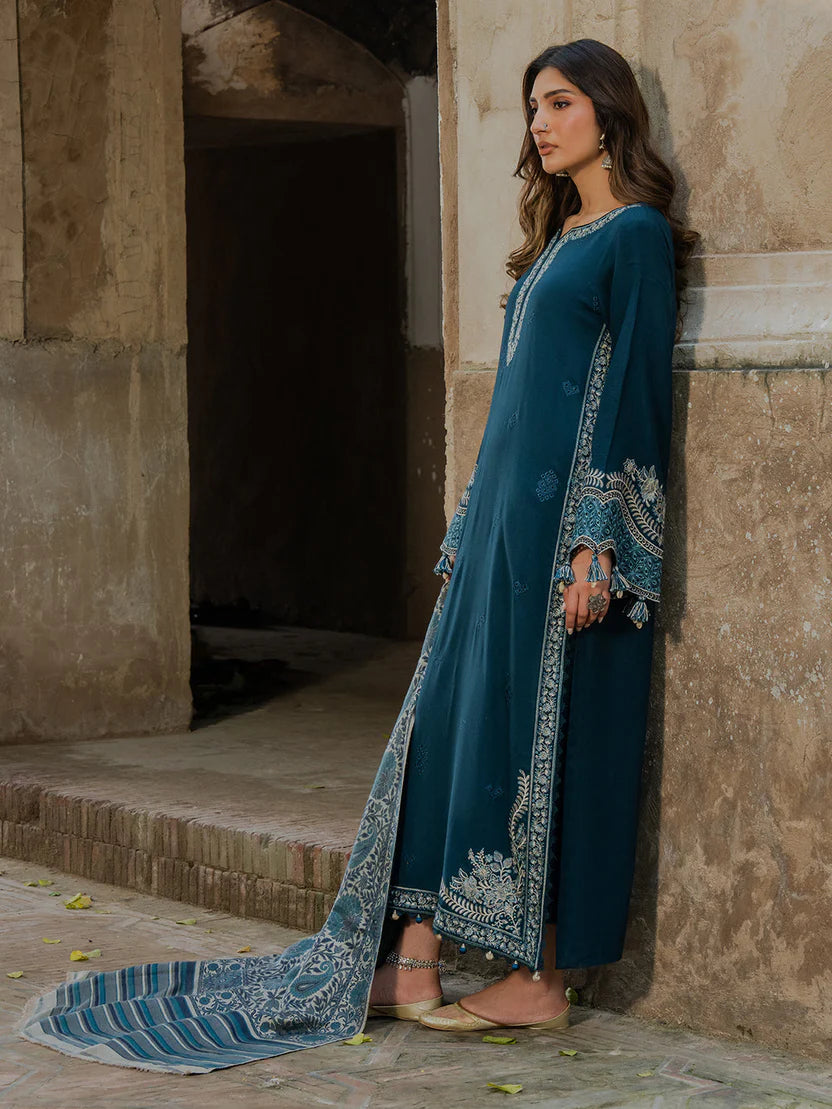 IZEL LUXURY UNSTITCHED WINTER DHANAK EMBROIDERED 3PC - VL1222