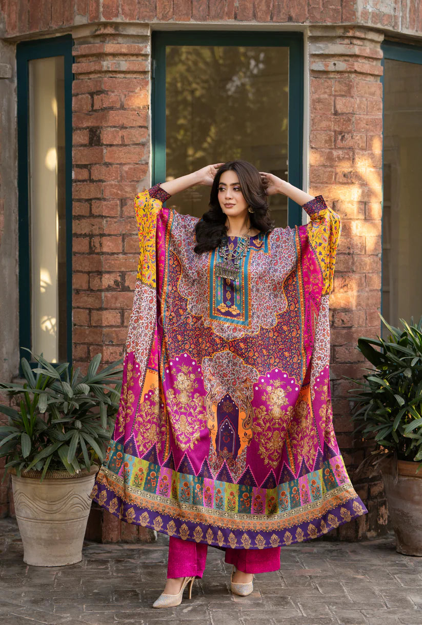 Maria b 3PCS UNSTITCHED SUIT FABRIC Digtal printed Silk - VL1484