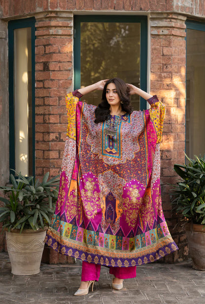 Maria b 3PCS UNSTITCHED SUIT FABRIC Digtal printed Silk - VL1484