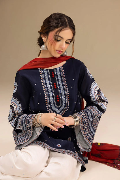 JAZMIN - UNSTITCHED 3PC DHANAK EMBROIDERED SUIT - VL1229