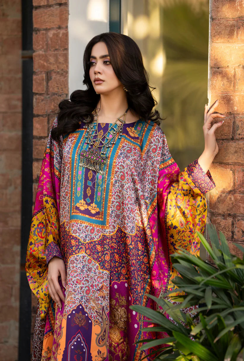 Maria b 3PCS UNSTITCHED SUIT FABRIC Digtal printed Silk - VL1484