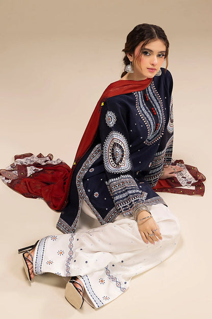 JAZMIN - UNSTITCHED 3PC DHANAK EMBROIDERED SUIT - VL1229