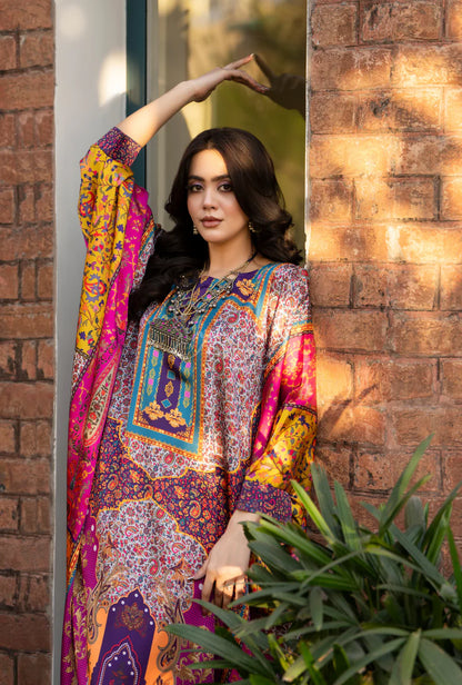Maria b 3PCS UNSTITCHED SUIT FABRIC Digtal printed Silk - VL1484