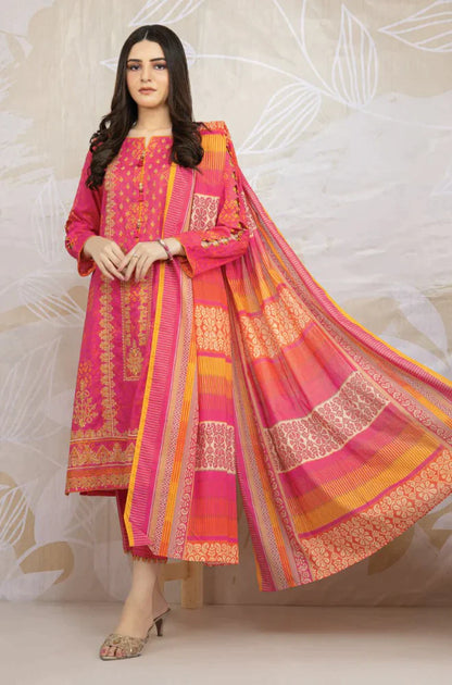 VL692 Pink Printed Three Piece Summer Collection