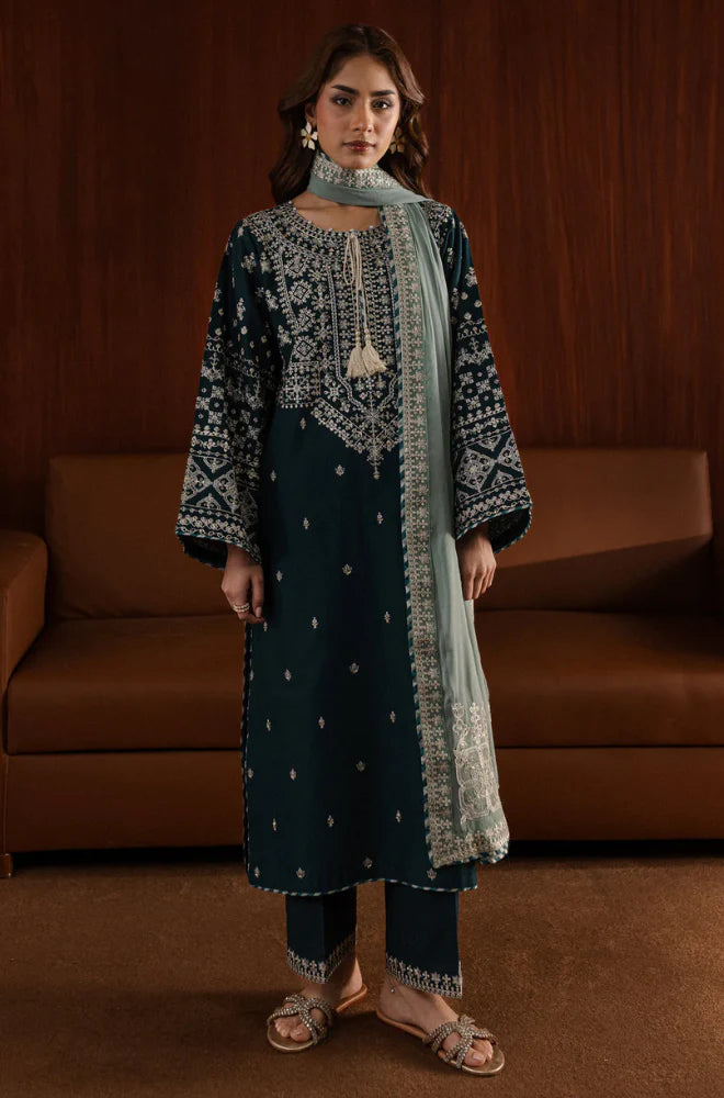Azure - Winter 3PC Dhanak Embroidered Suit - VL1191