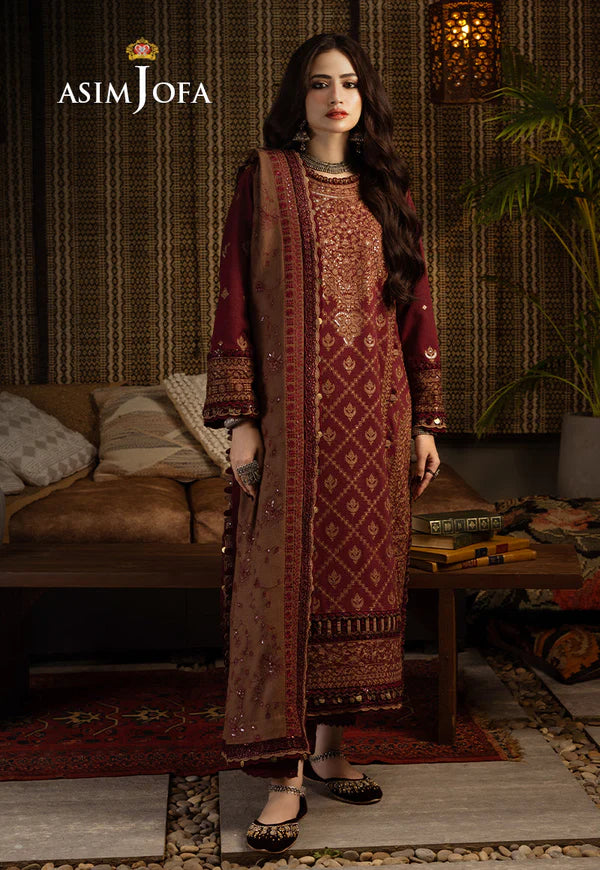 Asim Jofa, unstitched 3 piece Lawn sequence embroidered suit - VL1257