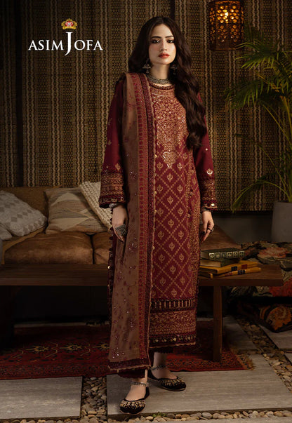 Asim Jofa, unstitched 3 piece Lawn sequence embroidered suit - VL1257