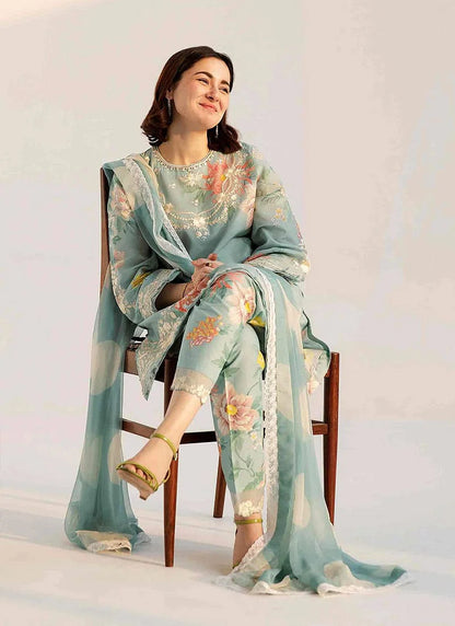 3-Pc Digital Printed with  Embroidered pathces Swiss Lawn Dppatta VL892