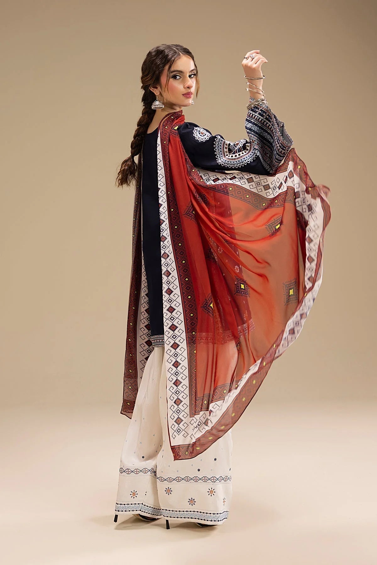 JAZMIN - UNSTITCHED 3PC DHANAK EMBROIDERED SUIT - VL1229