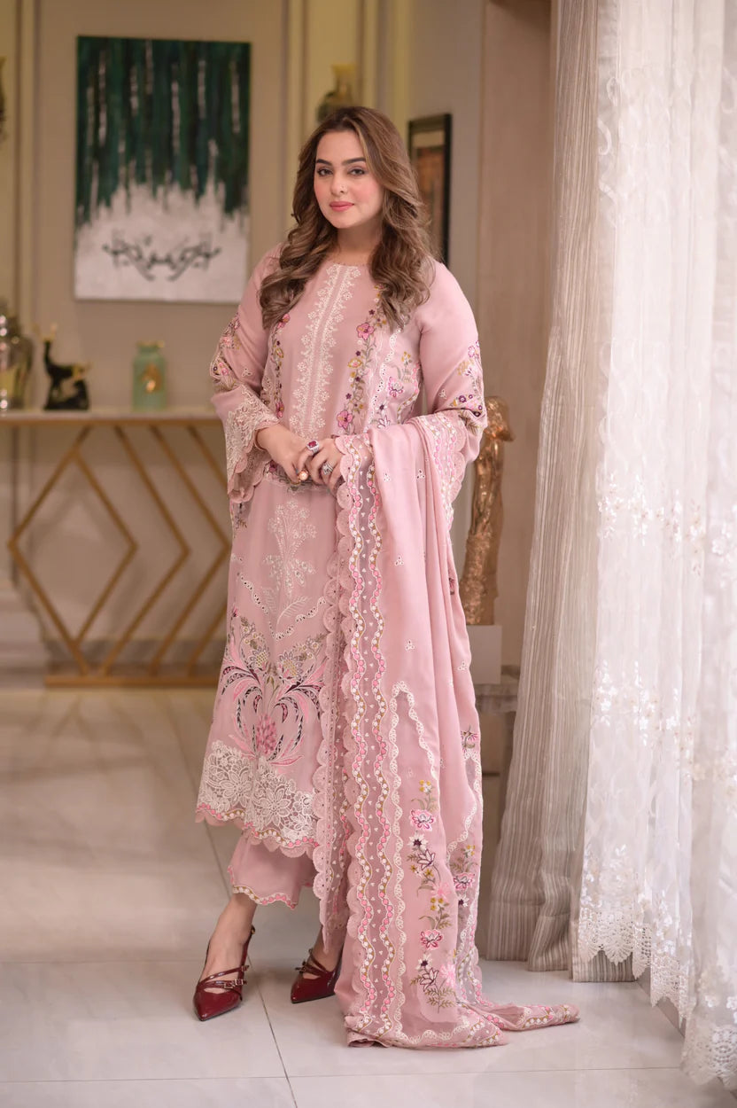 ANEELA’S - Unstitched Luxury Lawn Heavy Embroidered 3PC Suit - VL1326