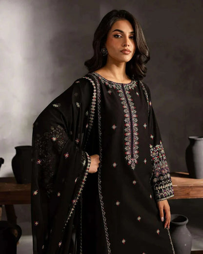 Batik- 3PC DHANAK EMBROIDERED SHIRT WITH DHANAK EMBROIDERED SHAWL - VL1230
