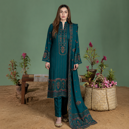 Mohagni - Winter 3PC Dhanak Embroidered Suit - VL1101