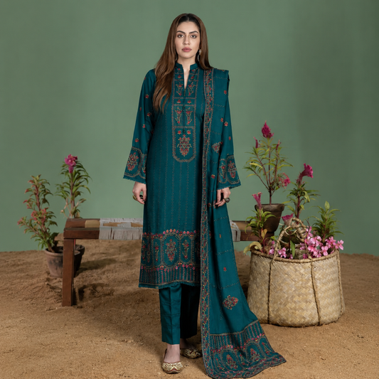 Mohagni - Winter 3PC Dhanak Embroidered Suit - VL1101