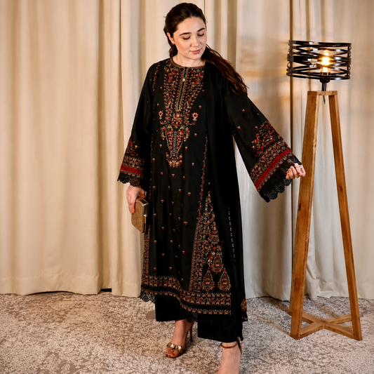 Zara Shahjahan - Winter 3PC Dhanak Embroidered Suit - VL1195