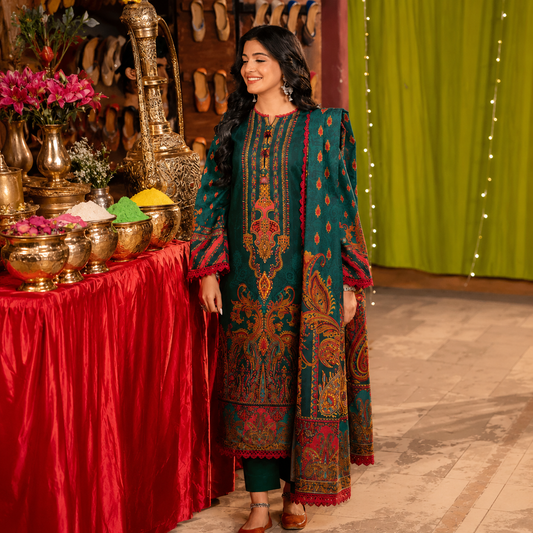 Asim Jofa - Winter 3PC Karandi Digital Print Dress - VL1200
