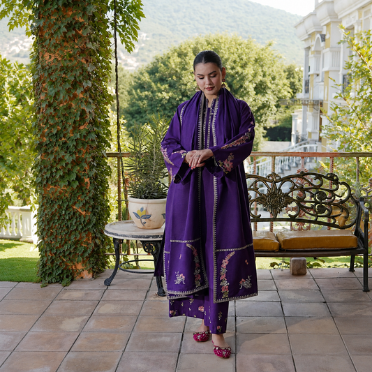 Urge - Winter 3PC Dhanak Embroidered Suit - Vl1600