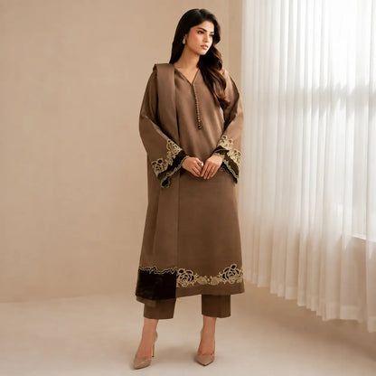 Baroque - Winter 3PC Dhanak Embroidered Suit - VL1606