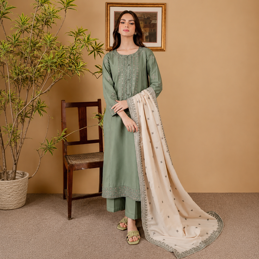 Sapphire - Winter 3PC Dhanak Embroidered Suit - VL1111