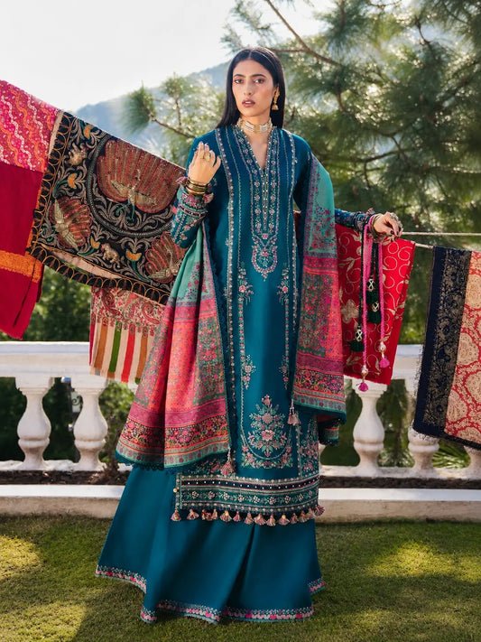 Hussain Rehar Winter Embroidered 3pc Dhanak Suite - VL1154