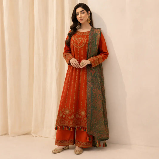 Mohagni - Winter 3PC Dhanak Embroidered Suit - VL1133
