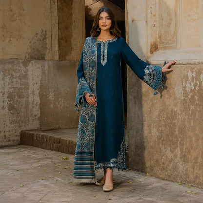 IZEL LUXURY UNSTITCHED WINTER DHANAK EMBROIDERED 3PC - VL1222