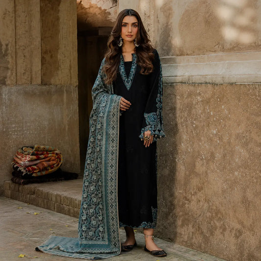 IZEL LUXURY UNSTITCHED WINTER DHANAK EMBROIDERED 3PC - VL1222/2
