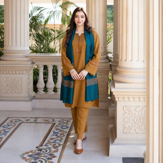 Asling - Winter 3PC Dhanak Embroidered Suit - VL1108