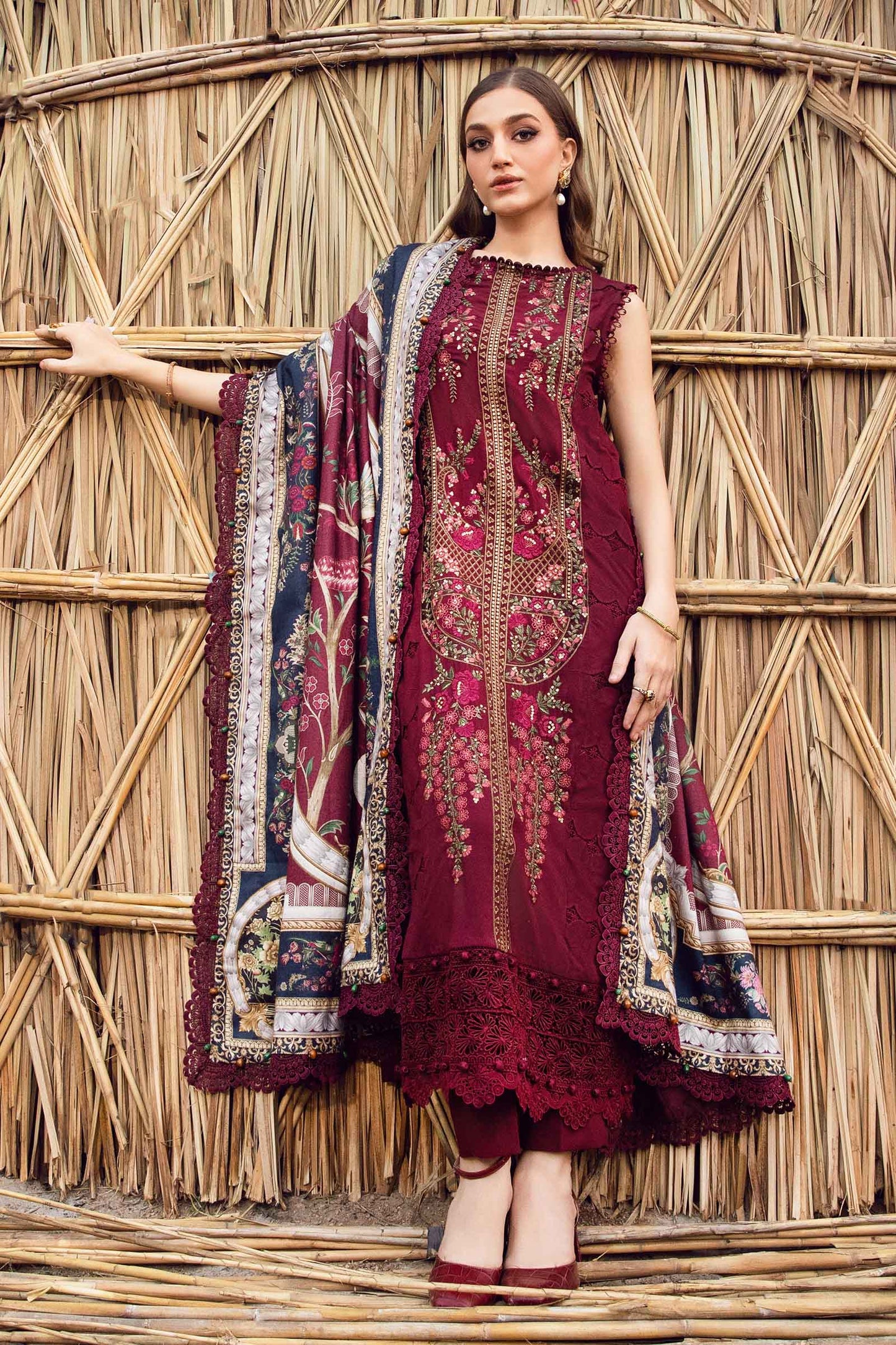 Rehan Rehar 3 Piece Embroidered Dhanak Suit - VL1217