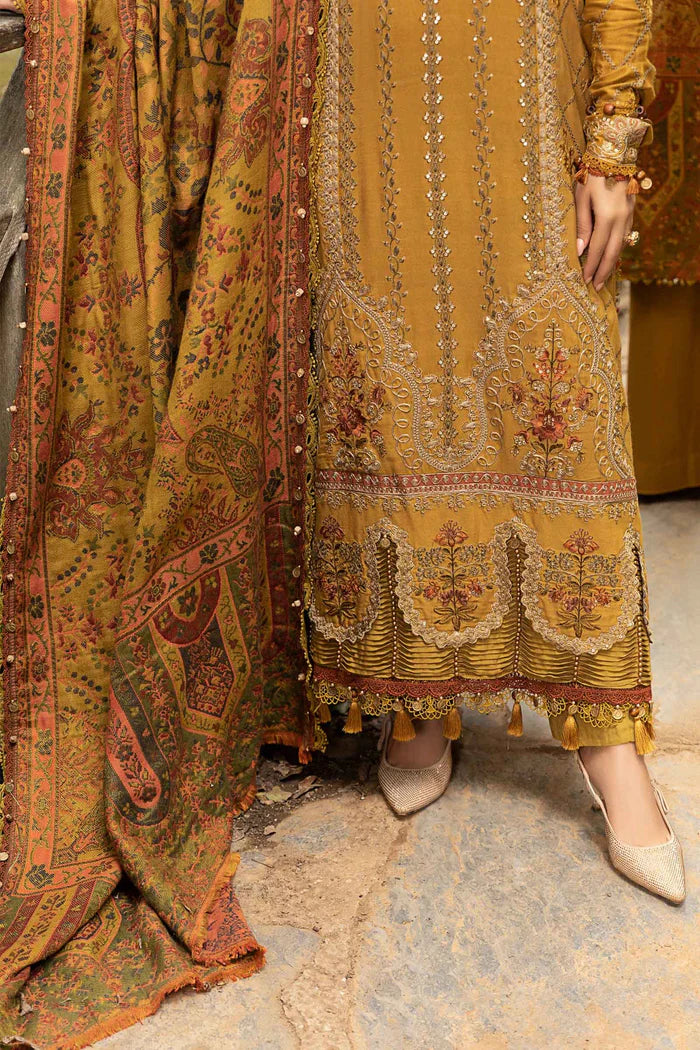 MARIA B 3PC Embroidered Dhanak with Digital Printed Wool Shawl - VL1113