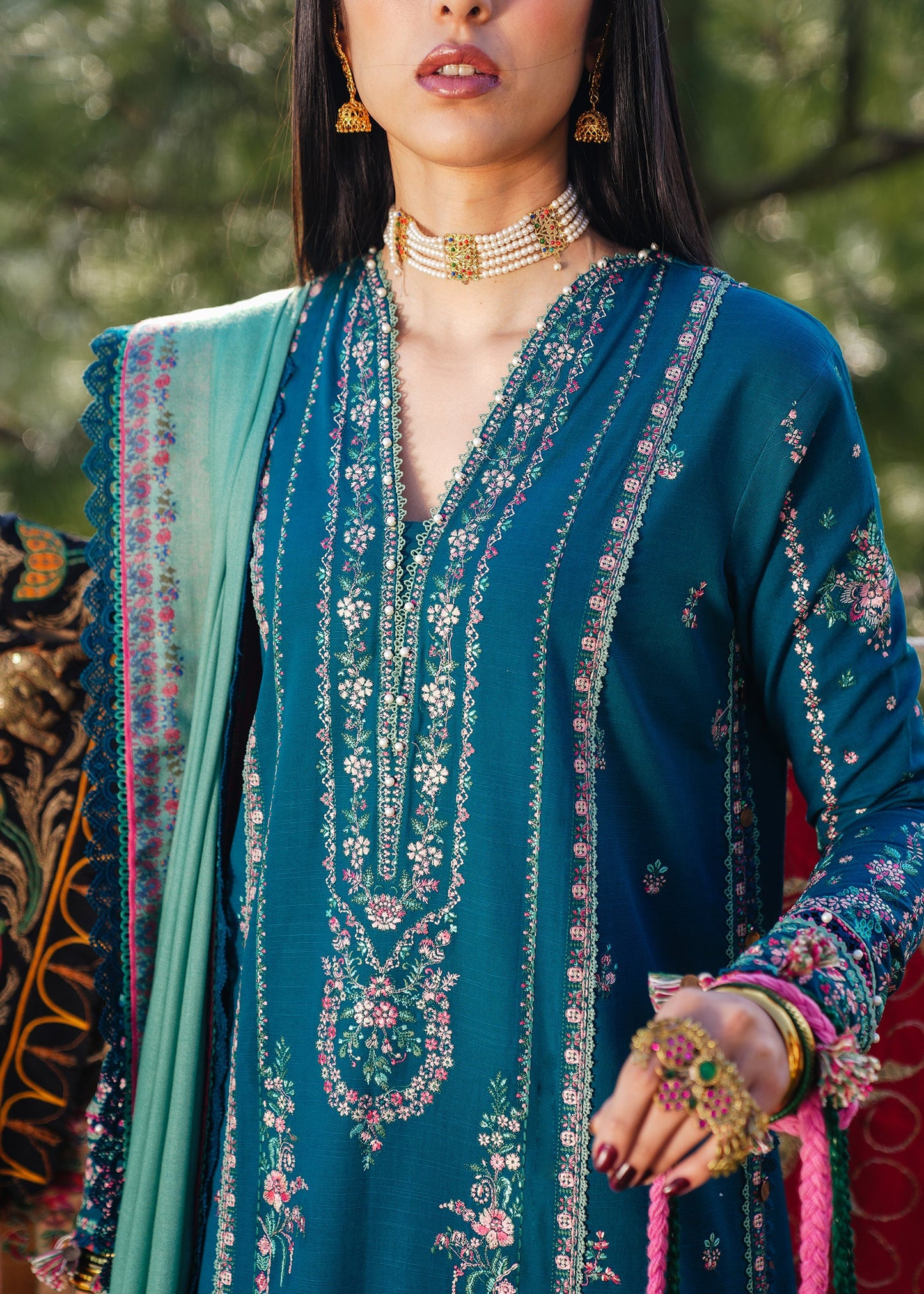 Hussain Rehar Winter Embroidered 3pc Dhanak Suite - VL1154