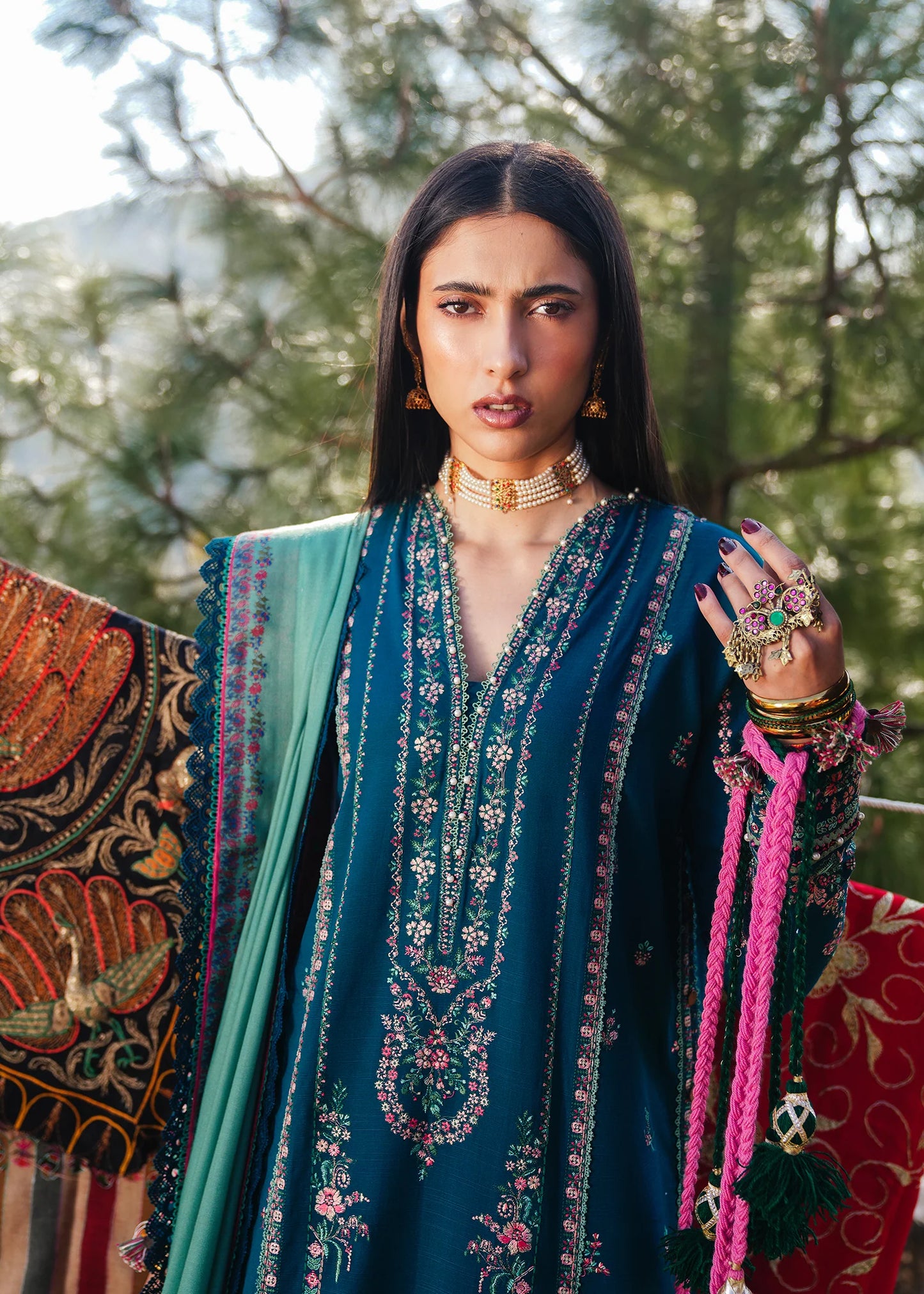 Hussain Rehar Winter Embroidered 3pc Dhanak Suite - VL1154