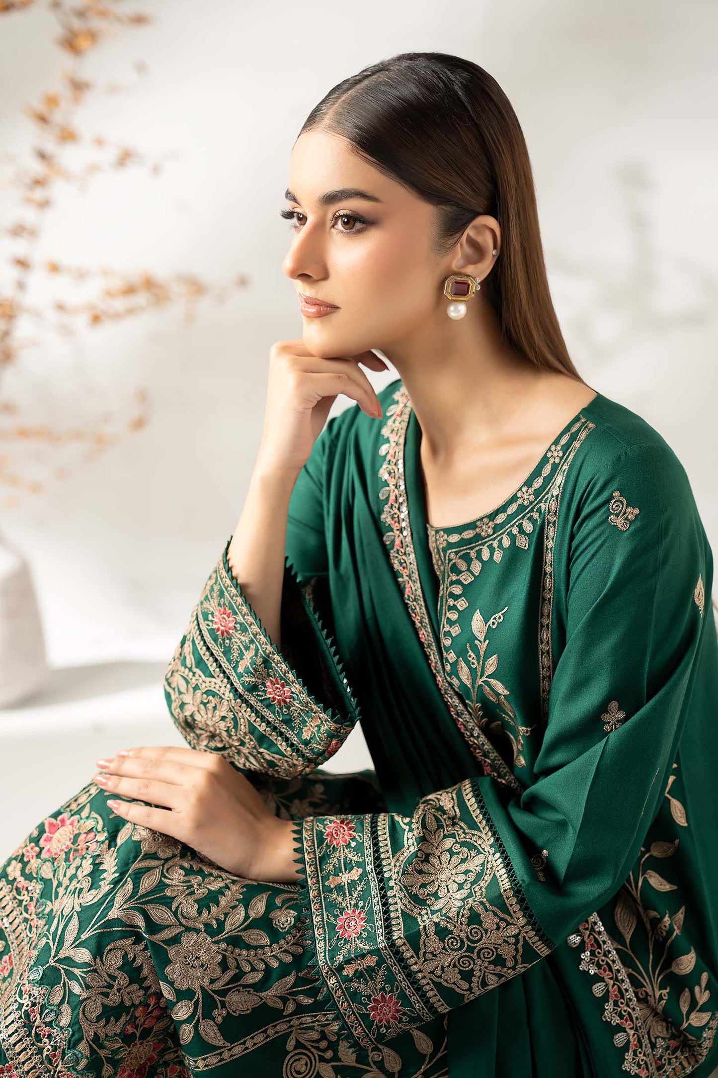 Maria B. Embroidered Dhanak Three Piece Winter Collection - VL1228