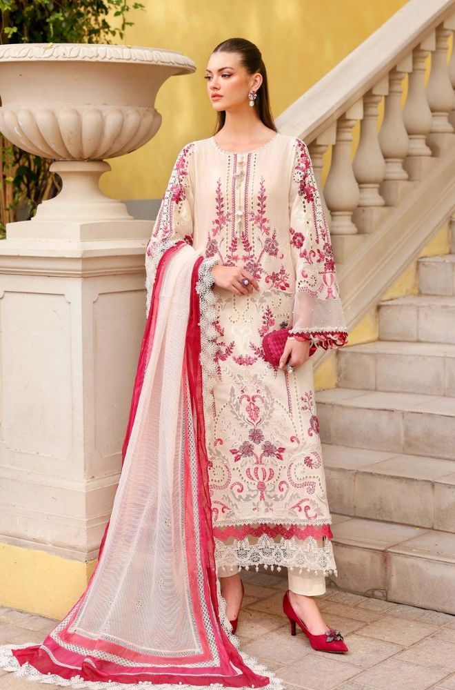Veezal - Summer 3PC Lawn Chikankari Embroidered Suit - Vl1353