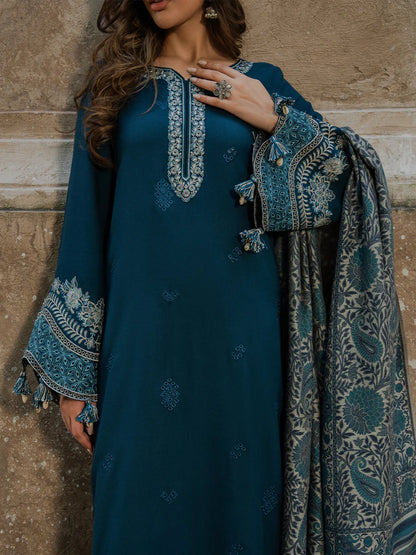 IZEL LUXURY UNSTITCHED WINTER DHANAK EMBROIDERED 3PC - VL1222
