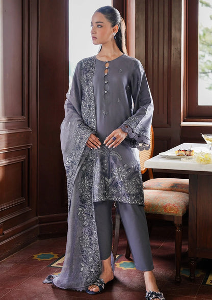 CrosS Stitch- 3PC DHANAK EMBROIDERED SHIRT WITH DHANAK EMBROIDERED SHAWL - VL1245