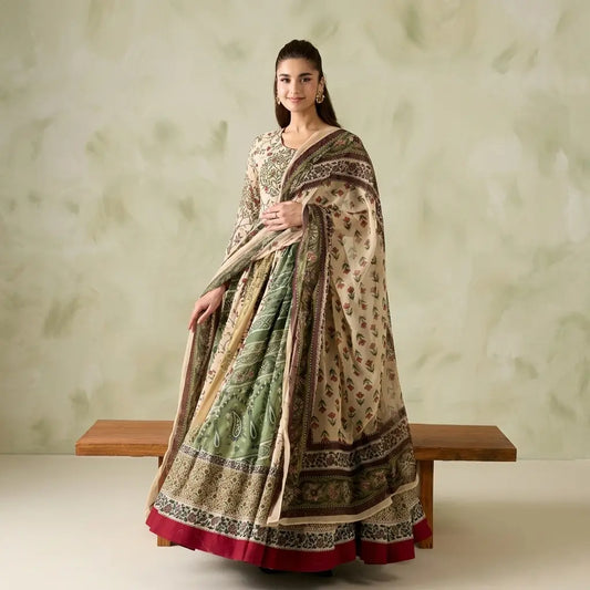 Baroque - Winter 3PC Karandi Digital Print Frock Dress - VL 1657