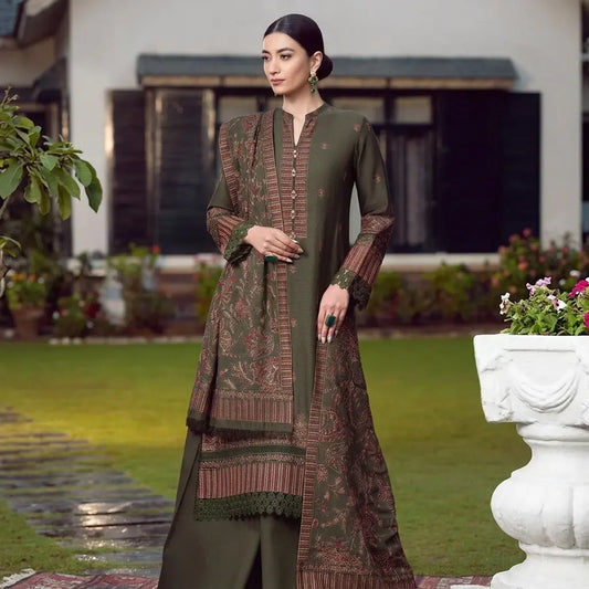 VL2092 Bareeze Unstitched 3pcs Embroidered Dhanak Suit with Heavy Embroidered Dhanak Shawl