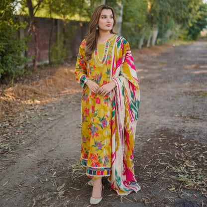 Winter 3PC Karandi Digital Print Dress - VL 1633
