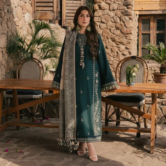 Izel - Winter 3PC Dhanak Embroidered Suit - VL1660