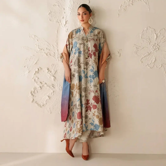 Baroque - Winter 3PC Karandi Digital Print Dress - VL 1631