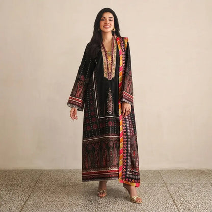 MUSHQ - Winter 3PC Karandi Digital Print Dress - VL 1639
