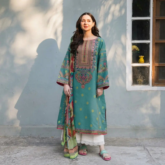 Zara Shahjahan - 3PC Dhanak Embroidered Suit - VL934