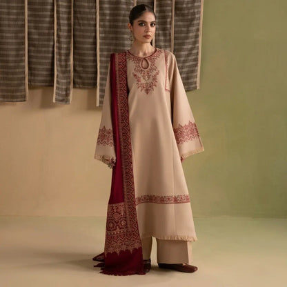 Ziva - Winter 3PC Dhanak Embroidered Suit - VL 1651