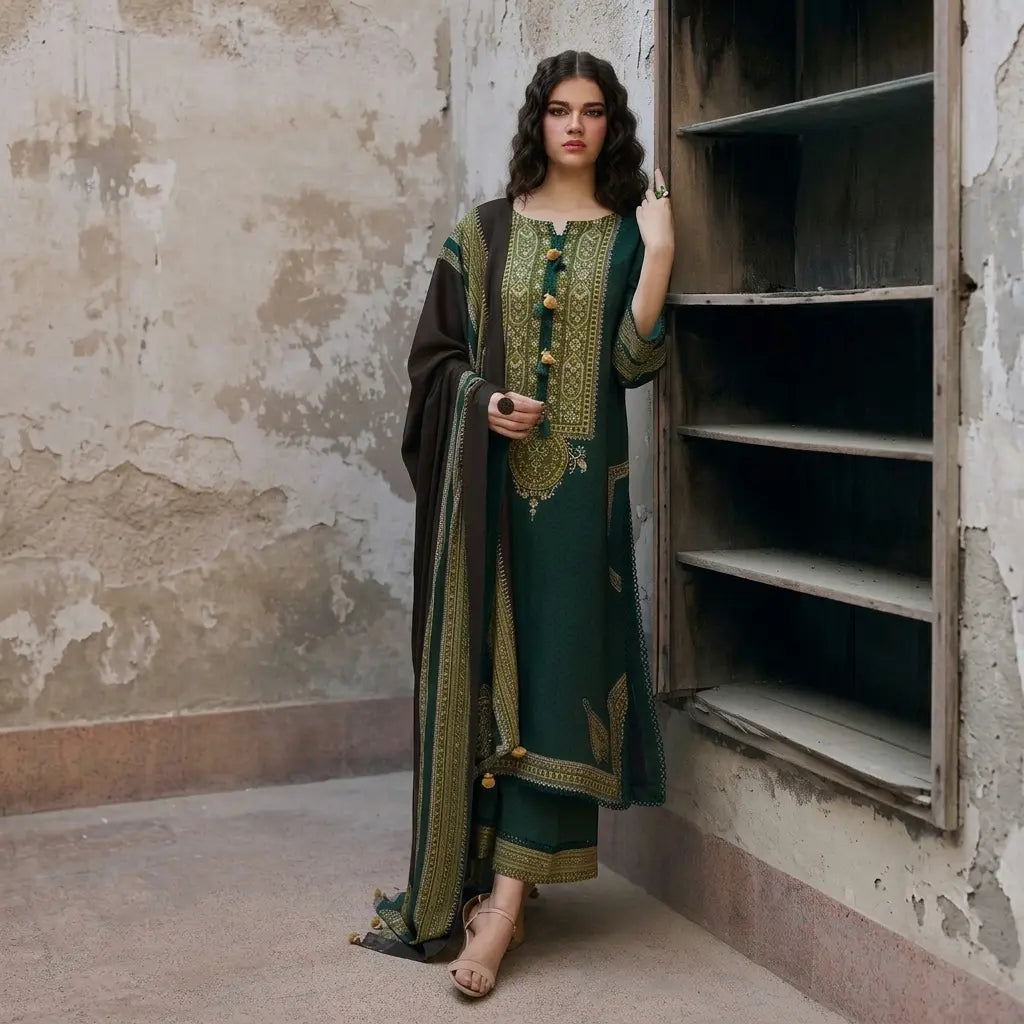 Charizma - Winter 3PC Karandi Digital Print Dress - VL 1635