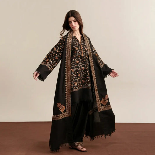 Ziva - Winter 3PC Dhanak Embroidered Suit - VL 1662