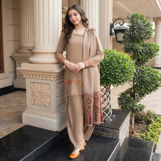 Aisling - Winter 3PC Dhanak Embroidered Suit - VL 1614