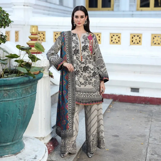 Charizma - Winter 3PC Karandi Digital Print Dress - VL1214
