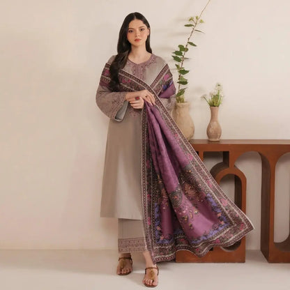 Jazmin 3 Pc Embroidered Dhanak  Suit - VL1010