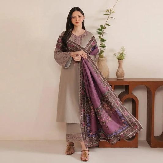 Jazmin 3 Pc Embroidered Dhanak  Suit - VL1010