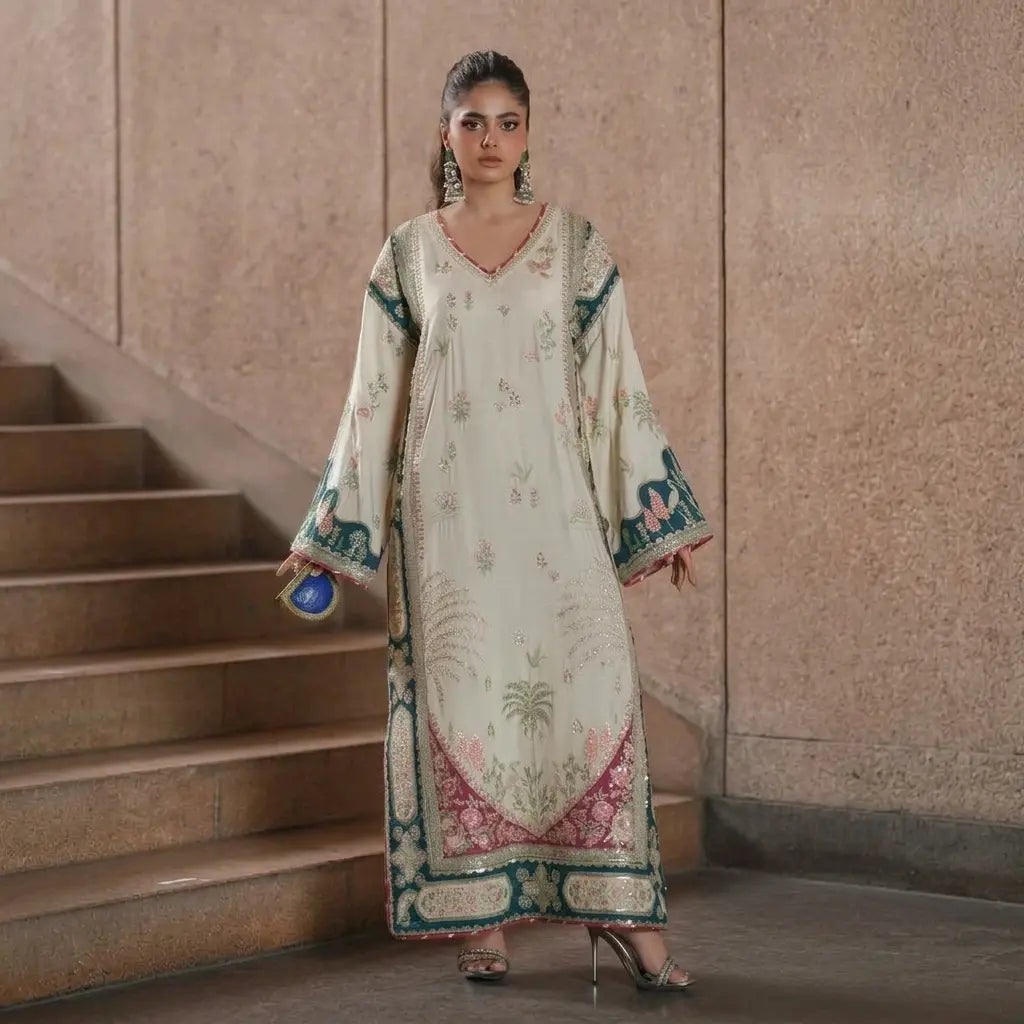 Ethnc - Luxury Silk Embroidered 3Pc Unstitched Suit - VL 1659
